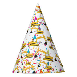 Vrachtwagen bij graafwerkzaamheden feesthoedjes