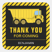 Vrachtwagen Bouw Verjaardagsfeestje Favor Sticker (Voorkant)