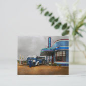 Vrachtwagen - bus - halve weg in 1938 briefkaart (Staand voorkant)