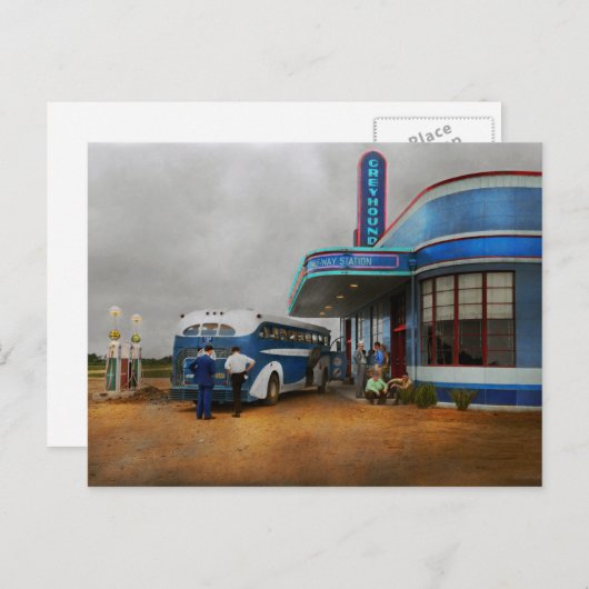 Vrachtwagen - bus - halve weg in 1938 briefkaart (Voorkant / Achterkant)