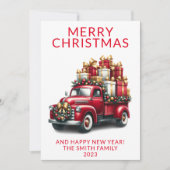  Vrachtwagen Cadeaus Rode Kerstmis Kaart (Voorkant)