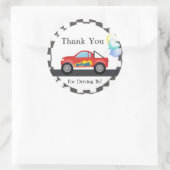 Vrachtwagen dank u, Rij door Verjaardag, Douche Ronde Sticker (Tas)