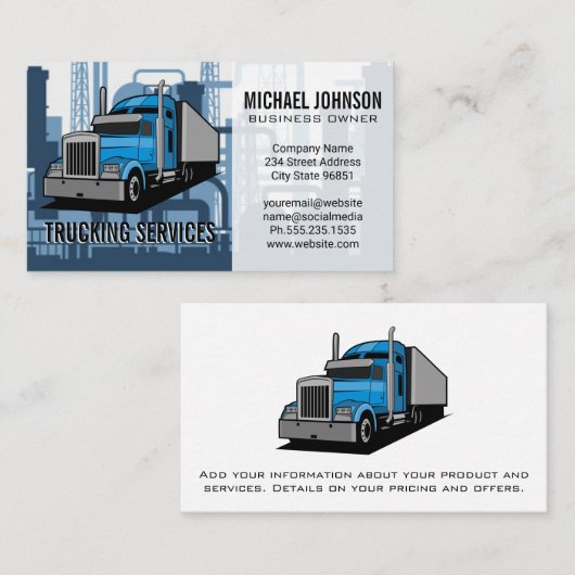 Vrachtwagen Diensten | Industriële Fabriek Achterg Visitekaartje (Voorkant / Achterkant)
