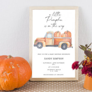 Vrachtwagen Een Kleine Pompoen Val Baby Shower Kaart