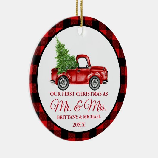  Vrachtwagen Eerste Kerstmis, de heer en mevrouw P Keramisch Ornament (Rechts)