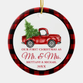 Vrachtwagen Eerste Kerstmis, de heer en mevrouw P Keramisch Ornament (Voorkant)