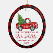  Vrachtwagen Eerste Kerstmis, de heer en mevrouw P Keramisch Ornament (Links)