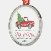  Vrachtwagen Eerste Kerstmis Mr. en Mrs. Metalen Ornament (Links)