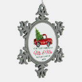  Vrachtwagen Eerste Kerstmis Mr. en Mrs. Tin Sneeuwvlok Ornament (Links)