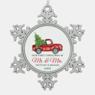  Vrachtwagen Eerste Kerstmis Mr. en Mrs. Tin Sneeuwvlok Ornament