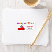 Vrachtwagen en cadeautjes kerstcadeaus Vrolijk ker Etiket (Insitu)