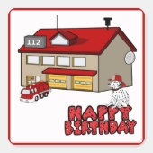 Vrachtwagen en Dalmatian Dog Birthday Vierkante Sticker (Voorkant)