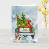  vrachtwagen en Duitse Waterverf Shepherd Art Kaart (Gele Bloem)