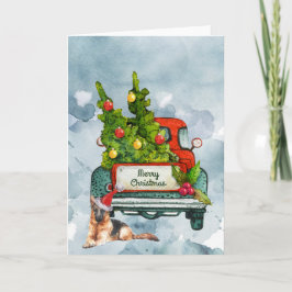  vrachtwagen en Duitse Waterverf Shepherd Art Kaart