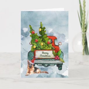  vrachtwagen en Duitse Waterverf Shepherd Art Kaart