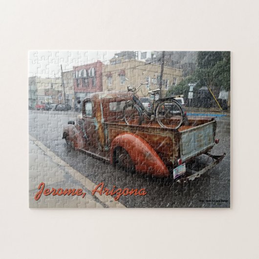 vrachtwagen en fiets in Jerome, Arizona Legpuzzel (Horizontaal)