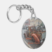  vrachtwagen en fiets in Jerome, Arizona Sleutelhanger (Voorkant Links)