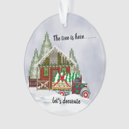 vrachtwagen en kerstboom ornament (voorkant)