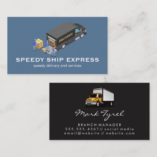 Vrachtwagen en services voor levering visitekaartje (Voorkant / Achterkant)