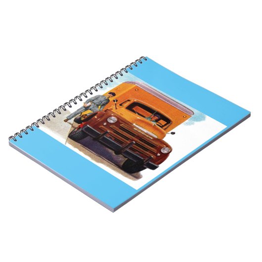 vrachtwagen en vrachtwagenchauffeur notitieboek (Linkerzijde)