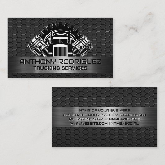 Vrachtwagen en zuilen | Industriële staal Visitekaartje (Voorkant / Achterkant)