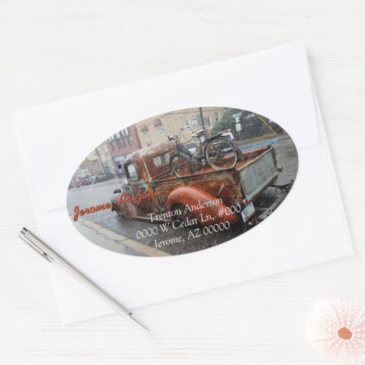 Vrachtwagen & Fiets/Jerome AZ Envelopverbindingen Ovale Sticker (Envelop)