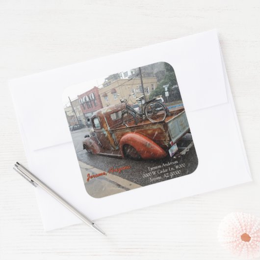  Vrachtwagen & Fiets/Jerome AZ Envelopverbindingen Vierkante Sticker (Envelop)