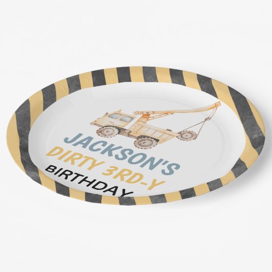 Vrachtwagen Geel Bouw Vuile 3rdy Papier Bord (Gekanteld)