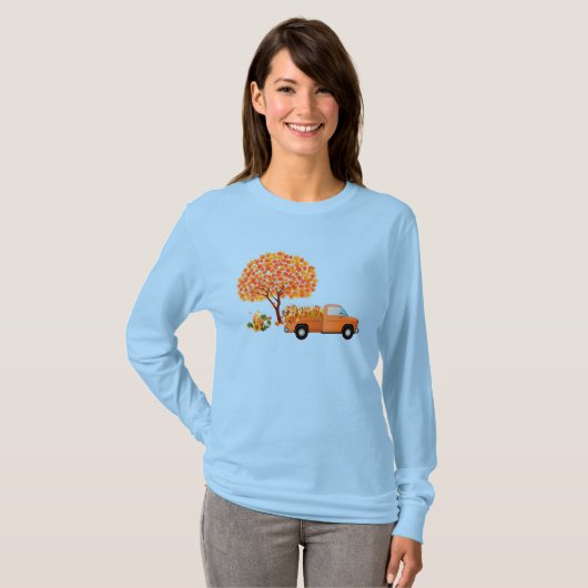  vrachtwagen gevuld met valbladeren t-shirt (Voorkant volledig)