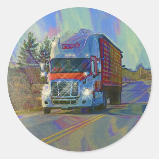 VRACHTWAGEN GROTE RIG TRUCKERS Cadeaus Ronde Sticker (Voorkant)