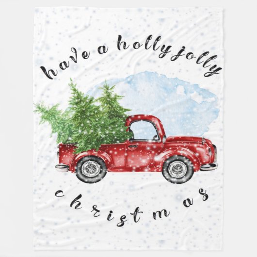  vrachtwagen heeft een Holly Jolly Kerstmis Fleece Deken (Voorkant)