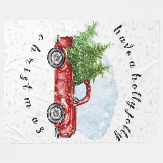  vrachtwagen heeft een Holly Jolly Kerstmis Fleece Deken (Voorkant (Horizontaal))