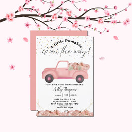  Vrachtwagen Herfst Roze Pompoen Baby shower Kaart