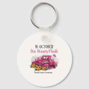 Vrachtwagen In Oktober dragen we Roze Borstkanker Sleutelhanger