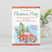 Vrachtwagen Kerst Feest Uitnodigingen (Staand voorkant)