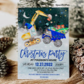 Vrachtwagen Kerst Party graafmachine uitnodiging