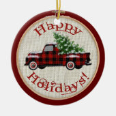  vrachtwagen | Kerstmis met borduurwerk Keramisch Ornament (Voorkant)