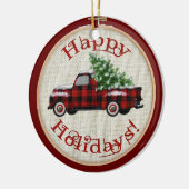  vrachtwagen | Kerstmis met borduurwerk Keramisch Ornament (Links)