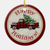  vrachtwagen | Kerstmis met borduurwerk Keramisch Ornament (Achterkant)