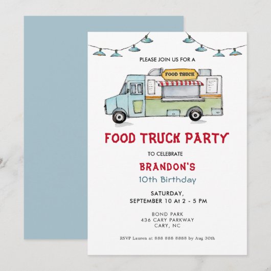 Vrachtwagen: kinderen Birthday Party uitnodiging (Voorkant / Achterkant)