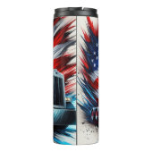 Vrachtwagen komt uit Amerikaanse vlag Thermosbeker (Achterkant)