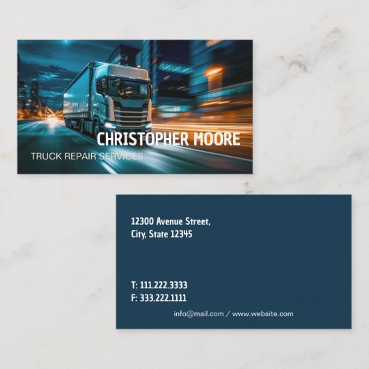 Vrachtwagen mechanische service visitekaartje (Voorkant / Achterkant)