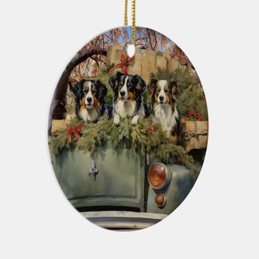  vrachtwagen met Australian Shepherds Ornament (Rechts)