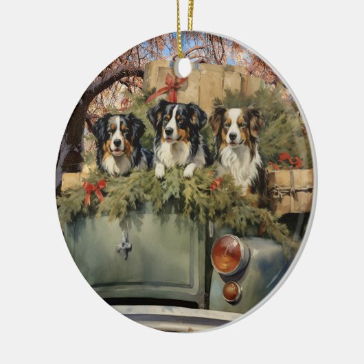  vrachtwagen met Australian Shepherds Ornament (Links)