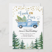 Vrachtwagen met blauw kerstfeest kaart (Voorkant)