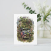 vrachtwagen met bloemen briefkaart (Staand voorkant)