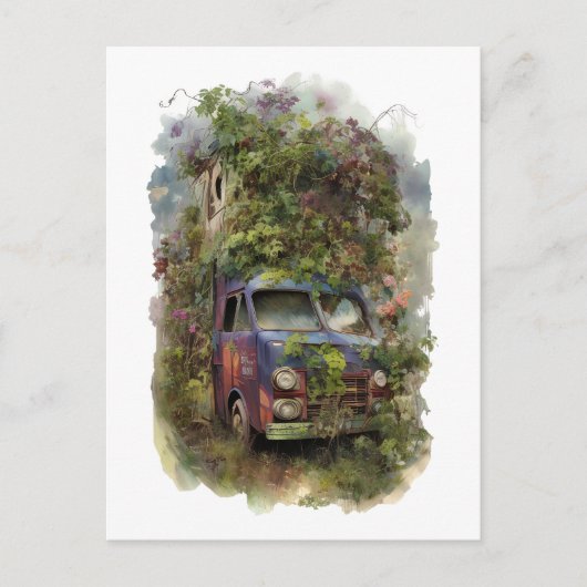 vrachtwagen met bloemen briefkaart (Voorkant)