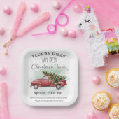 vrachtwagen met Boerderij met kerstbomen, vers Papieren Bordje (Feest)