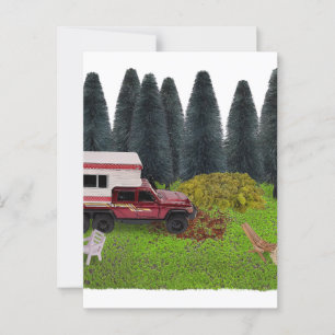 Vrachtwagen met camper in de Bossen Camping Spot Briefkaart