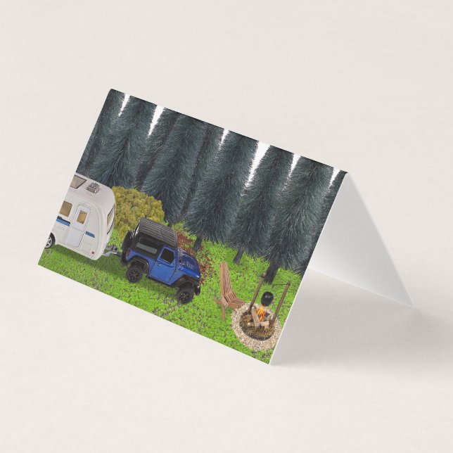 Vrachtwagen met een Pull Camper in het Bossen vrij Kaart (Voorkant)